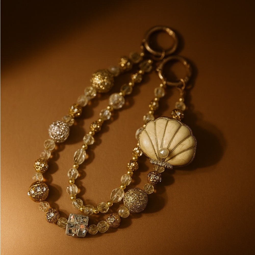 Handmade Elegant Gold and Silver Beaded Purse Chain